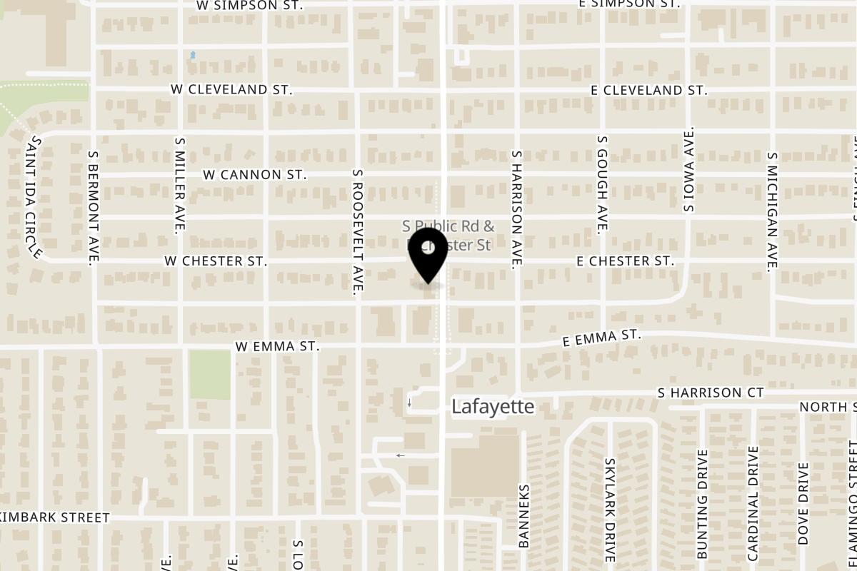 Map showing the location of eats & sweets on 401 S Public Rd in Lafayette